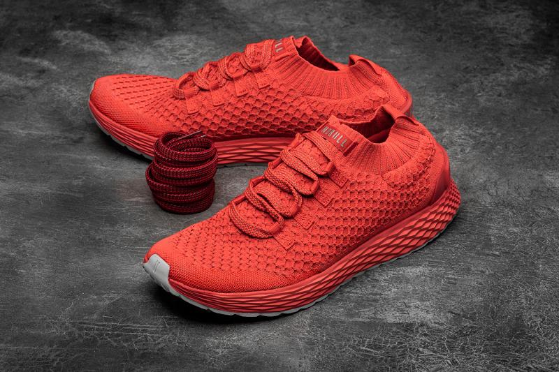 Men's Nobull Bright Reflective Knit Running Shoes Red | SG R2126V